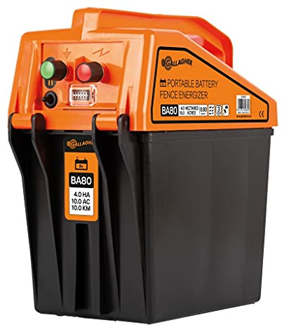 Gallagher Weidezaungerät/Batteriegerät BA80 (9V/12V) - Elektrozaun für Pferde, Rinder, Schafe, Rehe & Hirsche, Schweine, Ziegen - Geeignet für Weidezäune bis 24 km
