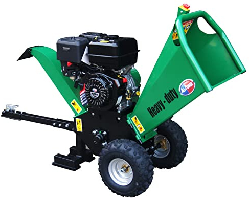 All Power America APWC9310 Woodchipper Mulcher JD Engine 15HP 420cc Shredder 5 Opening with Off-Road Tow Hitch, 5 inch, Green/Black