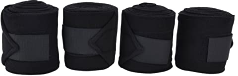Fdit Pferde-Polo-Beinbandage-Set, Weiches Fleece-Beinbandage-Set, Selbstklebende, Atmungsaktive, Verschleißfeste Tierbeinbandage Schützt Stiefel-Beinbandagen für Kühe und Pferde(Schwarz)
