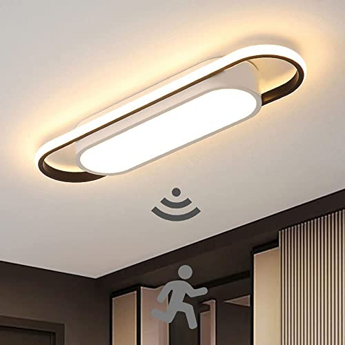 LED Deckenleuchte mit Bewegungsmelder Innen Sensorlampe 3000K Modern Flur Deckenlampe mit Bewegungssensor Deckenleuchteung für Treppe Veranda Wohnzimmer Badezimmer Balkon Keller Garage Büro (40cm)