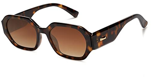SOJOS Polarized Sunglasses For Women Retro Rectangle Womens Sun Glasses Trendy Narrow Square 90s Shades SJ2232 Tortoise Brown Lens