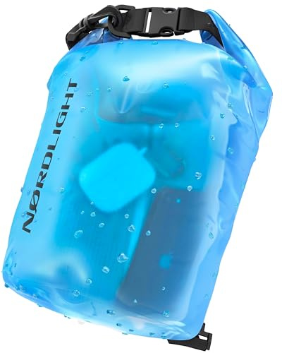 Nordlight Dry Bag och vattentät väska - (15L, Blå) Vattentät packväska med rullstängning och axelrem | Simning, strand, kanotpaddling, stå upp paddling, dykning