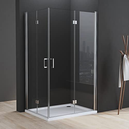 Duschkabine Drehfalttür 120 x 90 x 195 cm Eckeinstieg Falttür 6mm NANO Beschichtung ESG Glas 180º Falttürkabine Duschabtrennung Dusche Duschwand