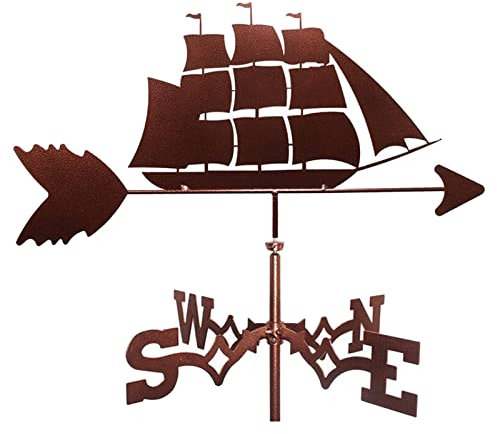 EICOFF Exquisite Metall-Wetterfahne-Ornament, Metall-Wetterfahne, Segelschiff-Figur, praktischer Windrichtungsanzeiger, Gartenpfahl, Edelstahl-Wetterfahne, Messwerkzeug, Hof, einfach zu montieren