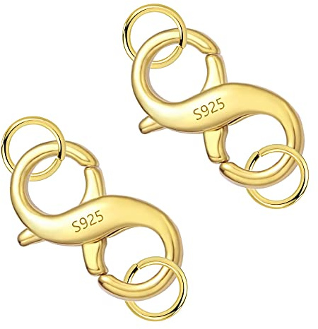 Gold Double Lobster Clasps Gold Jewelry Large Lobster Claws with Jump Rings | Lobster Claw Lobster Clasps for Jewelry Making Findings Necklace Bracelet Connector Necklace Extenders Jewelry Accessories