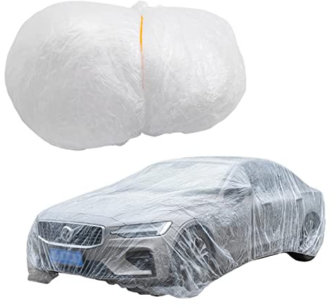 Funda de Coche de Transparente para Coche, Impermeable, Transpirable, Funda Exterior para Coche, Funda de vehículo con Banda elástica