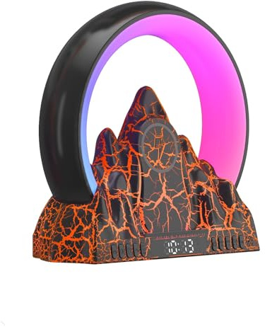 LINTRY Lichtwecker mit 15W Wireless Charger, Wake Up Light Smart Wecker Simuliert, Radio, Sonnenaufgang Bluetooth Lautsprecher APP Steuerung 16 Mio. Nachtlicht 256 Lichtmuster