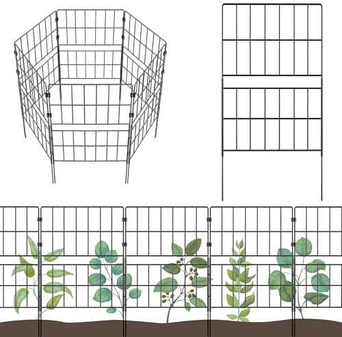 31.5 Inch(H) X 20 Ft(L) Tall Decorative Garden Fence 14 Pack Fencing Panels, Metal Wire Border No Dig Fencing Animal Barrier for Dog, Flower Edging for Yard Landscape Patio Outdoor Decor
