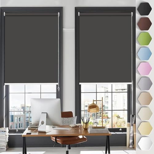 Tende a Rullo Per Interni Senza Forare 40 x 80 cm Blackout, opaco, Protezione Solare Tenda per interni, tende oscuranti, con catenella per Porte e Finestre, Nero