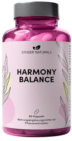 Steiger Naturals Harmony Balance – Pflanzlicher Komplex für Frauen mit 10 Pflanzenextrakten | Hormonfrei, Vegan, Laktosefrei, Glutenfrei | 90 Kapseln