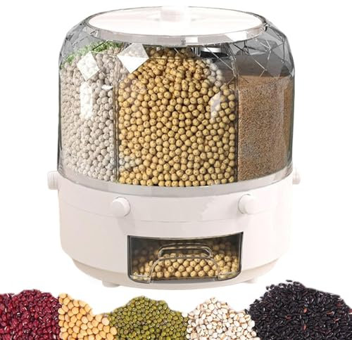 Pantry Dispenser, Cereal Dispenser, Dry Dispenser, Airtight Cereal Dispenser, Round Cereal Storage Tank, Rotating Kitchen Food Dispenser for