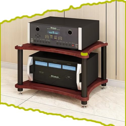 HAEKEBC Holz HiFi Racks 60cm Stereo Schrank HiFi Regal Audio Rack Verstärker Rack AV Media Stand Standlautsprecher Audio Video Komponenten Schrank(Brown,40cm/15.7in)