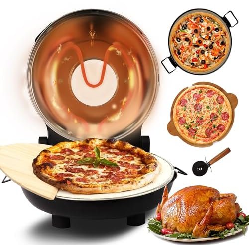 JcoGel Pizza Oven 12 Inch Electric Pizza Oven Indoor, 1200W Portable Countertop Pizza Maker with Viewing Window, Heats Up To 800°F, Pizza Maker Machine for Home