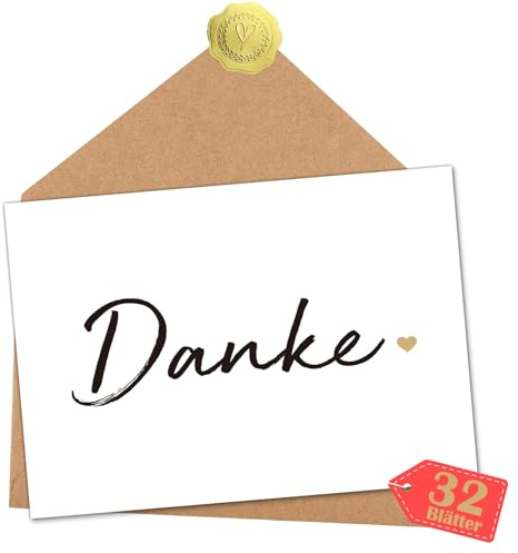 Sugeru 32 PCS Dankeskarten im Set - Inklusive Umschlägen und Aufklebern - Karte Danke um Dankbarkeit Auszudrücken - Eine Dankeskarte für Kollegen, Familie, Freunde und Lehrer Eignet (Ⅷ)