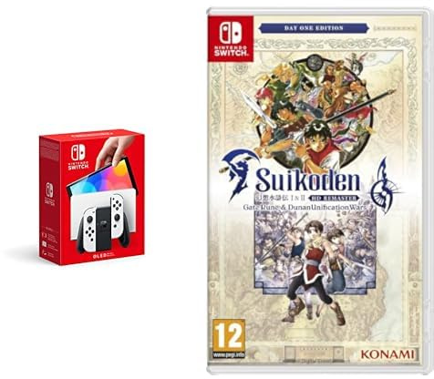 Nintendo Switch (versión OLED) Blanca & Suikoden 1 & 2 HD Remaster: Day 1