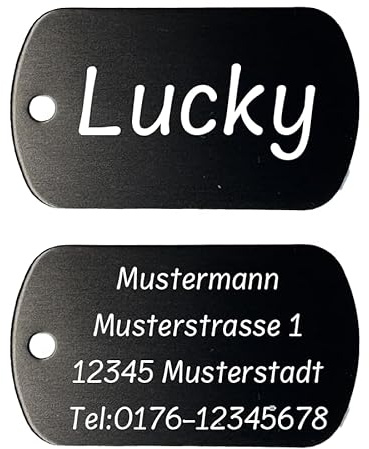 Hundemarke mit Gravur Namensschild & Identifikationsmarke für Hunde aus Aluminium