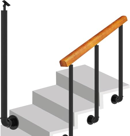 Rampe d'escalier d'extérieur réglable, sécurité pour véranda, montage latéral, poteaux en fer forgé, prise en main sûre pour les marches, protection de transition durable pour une sécurité accrue