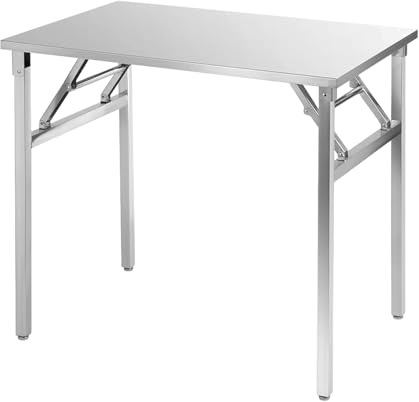 FINEUNAN Edelstahl Klappbar Arbeitstisch 100x60cm - Gastronomie Tisch bis 250kg belastbar - Gastro Edelstahltisch Küchentisch - Gastronomietisch klappbar, Klapptisch, Serviertisch - Tisch für Küche