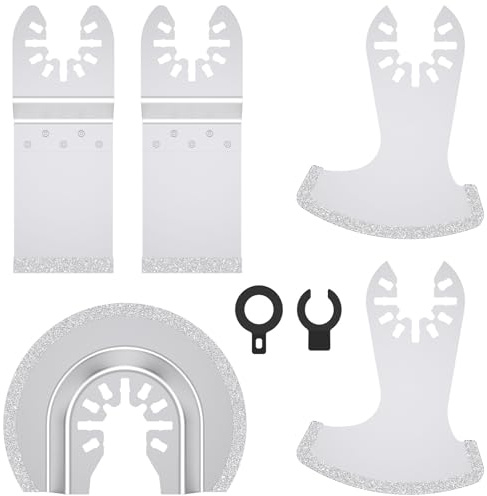 5 Pcs Oscillating Multi Tool Diamond Blades Oscillating Diamond Multitool Blade Set Mortar Cutting Saw Blades for Grout Removal and Tile Semicircle Blade