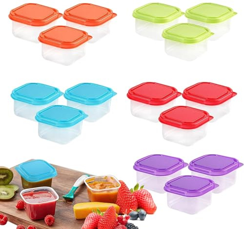 Hiuyavy Small Food Containers with Lids, 15 PCS Plastic Containers with Lids, 80ml Kitchen Storage Small Tubs with Lid Airtight Colourful Smalls Storage Containers(5 colors)