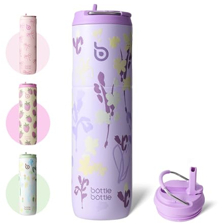 BOTTLE BOTTLE borraccia termica sport con cannuccia, inox, senza BPA, 710ml | Borracce in acciaio inox, a doppia parete, sottovuoto, a prova di perdite, senza BPA, per viaggi, palestra, scuola