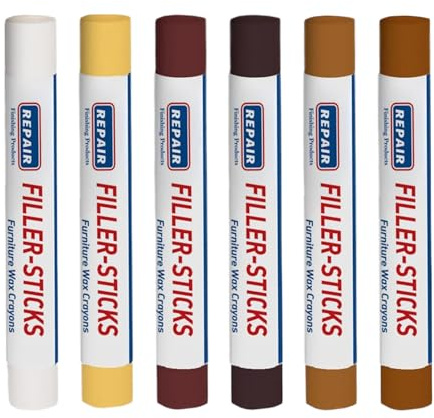 Generisch Set di ritocchi in legno – 6 tonalità, penna per mobili, bianco, mandarino, cedro, nero, ciliegia, noce, pennarello, copertura antigraffio, strumento, miscela di superficie, bastone