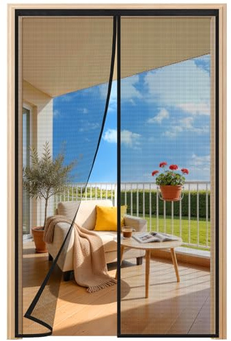 HALIDOOR Mosquitera Puerta Magnética 135x200 cm Negra, cortina mosquitera con imanes, Cierre Automático sin Taladrar, Malla Fina, Poliéster Resistente para Puerta Exterior, Balcón, Salón y Entrada