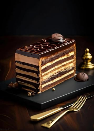 Yocheng Affiche sur toile représentant un gâteau au chocolat et aux fruits,idéale pour la décoration murale de pâtisseries,boulangeries et restaurants. 30x40cm sans cadre