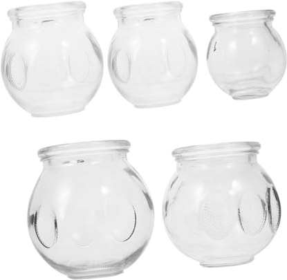 HIAKDOFT Kit 5 Ventouses Thérapeutiques en Verre Épais Cupping Ventouses de Massage par Aspiration pour Usage Domestique Outil de Bien-être Relaxant Adapté à Tout Corps