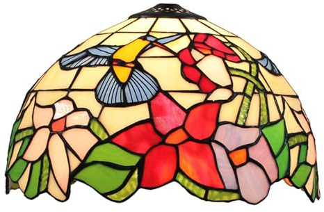CWZZWS Tulip Rose Grape Baroque Sunflower Lily Stained Glass Lamp Shade Replacement For Table Ceiling Pendant Light Colourful Lampshade Only W12 X H7 Bird