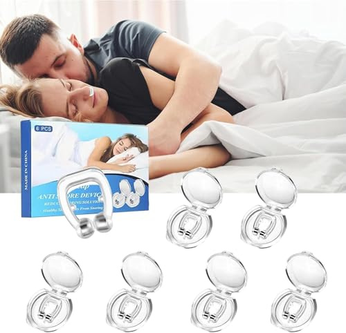 Anti Snoring Devices 6 Pack, Magnetic Anti Snore Nose Clip Snore Stopper Snoring Relief Reusable, Nasal Dilators for Men/Women Removal of Noise While Sleeping