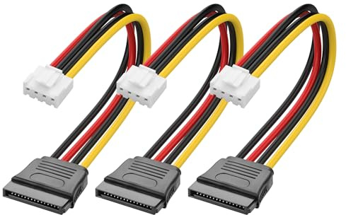 YAODHAOD VH3.96 - Cavo adattatore da 4 pin a SATA a 15 pin, 3 pezzi, presa SATA a presa VH3.96, cavo di alimentazione, cavo ad alta corrente, 18 cm, 5 V, 12 V, per PC industriale, modulo LED