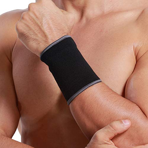 NEOtech Care Handgelenkbandage - elastisches und atmungsaktives Strickgewebe für Tennis, Fitnessstudio, Sport (Schwarz, 1 Einheit, Größe XL)