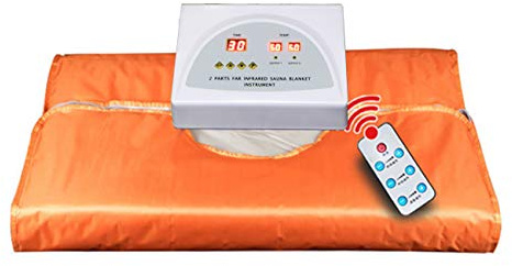 Elitzia Portable Far Infrared Sauna Blanket for Home Dual-Zone Heating Remote Control 95-176°F Adjustable Waterproof & Easy Clean Oxford Fabric Overheat Protection 70.9x31.5 Orange