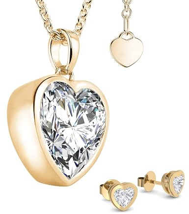 Amoonìc Geschenkset für Frauen Schmuckset Damen Gold Silber 925 hochwertig vergoldet Geschenkset Geburtstag Freundin Kette Ohrringe *GRATIS Ich liebe Dich GESCHENKBOX* SE22VGGGZIFA