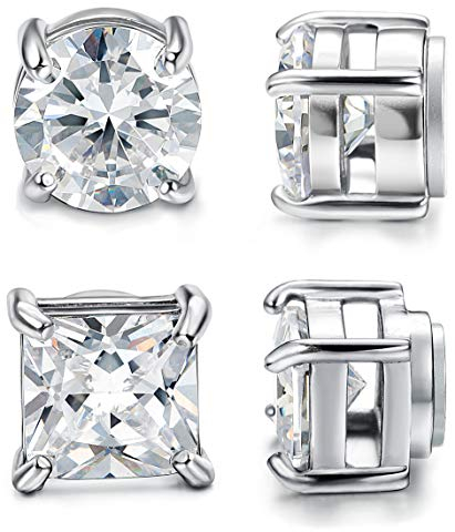 Milacolato 2 Pairs Edelstahl Magnetische Ohrstecker für Männer Frauen Nicht Piercing CZ Hypoallergen 4-10mm