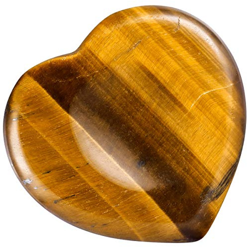 Nupuyai Tigerauge Stein Handschmeichler Herz Edelstein Daumenstein | Handschmeichler Herzstein, 4cm Heilstein Glücksbringer, Taschenstein, Reiki Energie Massagestein für Meditation Chakra