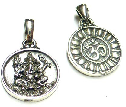 Silberschmuck - BG Ganesha Anhänger, 925 Sterlingsilber, OM Symbol, Kettenanhänger, spiritueller Glücksbringer Schutzsymbol, Schmuck Unisex