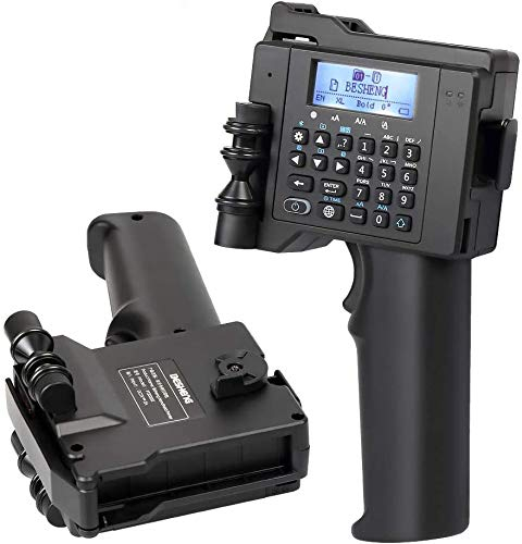 BESHENG PT2000SE Imprimante à Jet D'encre Portable avec Cartouche D'encre à Séchage Rapide, Pistolet Imprimante Portable pour QR Code Logo Date Code Barres - Impressions sur Verre, Métal, Carton, Bois