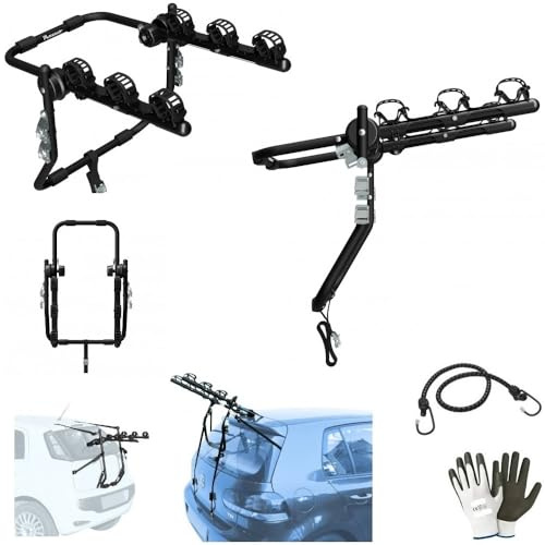 COMPATIBILE CON Fiat Multipla 5p (1998->) PORTA BICICLETTE POSTERIORE PER AUTO PER 3 BICI CICLO PORTABICI IN ACCIAIO CON REGOLAZIONI DI CINGHIE E FIBBIE