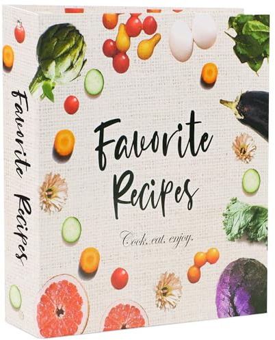 CraftSaints Recipe Binder 8.5x11, 3 Ring DIY Cookbook Binder Kit 12 Dividers & 25 Plastic Sleeves & 25 Recipe Pages & 36 Labels, Recipe Organizer Binder Kit, Recipe Book (Vegetable)