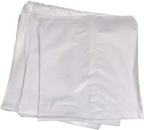 M P 300 x White Strung Kraft Paper Food Bags 8x8 inch Groceries, Sandwiches Fruit Vegetables Sweets Crafts