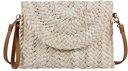 7VSTOHS Bolso de mano de paja para mujer Bolsos de mano de verano Cartera de sobre de playa Bolsos tejidos