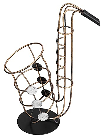 Buachois Saxophon Weinflaschenhalter Deko Figur Metall Ornament Handwerk Geschenk für Zuhause Haushalt Küche Bar Restaurant Dekoration