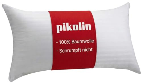 PIKOLIN Kissenbezug 60 x 40 cm aus 100% Baumwolle. Hochwertiges Cutí-Gewebe, Einlaufsicher, Atmungsaktiv und Extraweich, Mit Reißverschluss, Waschbar bis 60°C