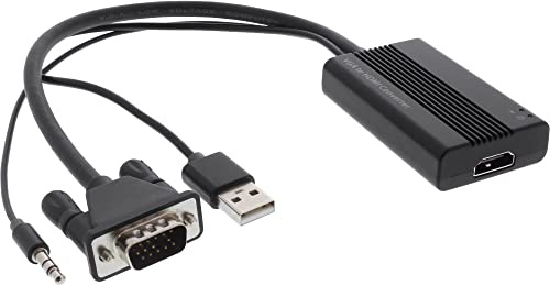InLine® Convertitore da VGA a HDMI, ingresso VGA e jack audio stereo, uscita HDMI, alimentazione USB inclusa