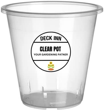 DECK INN Pack of 2 Clear Orchid Plant Pots, 18.5 CM, Transparent Plastic Flower Pots With Holes For Indoor Outdoor