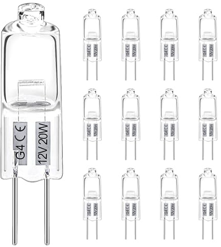 LedWekei G4-Halogenlampen, 12V, 20 W, 2-polige transparente Kapsellampe, dimmbare 2700 K warmweiße Glühbirnen (12er-Pack)