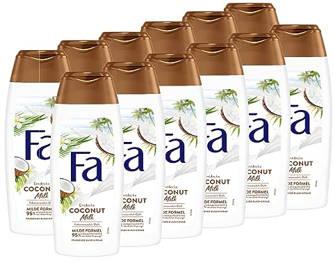 Fa Pflegendes Duschgel Coconut Milk mit natürlichem Kokosnuss-Extrakt und dem exotisch-pflegenden Duft von Kokosnussmilch, 12x 250 ml