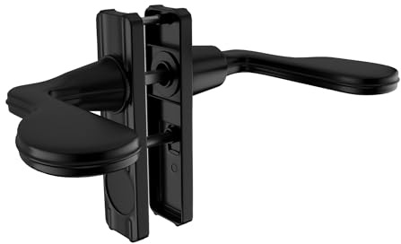 Brixwell Lever Latch Set Black with Night Lock for Door Thickness 5/8 to 1-3/8, Reversible Aluminum Handle, 2-1/2 Length, 1-3/4 Hole Centers, 3-1/2 Height, Lockable Design